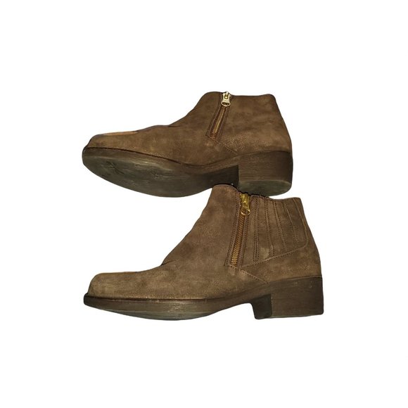 Eric Michael Tatiana Brown Metallic Suede Bootie Size 6/36 - Picture 4 of 10